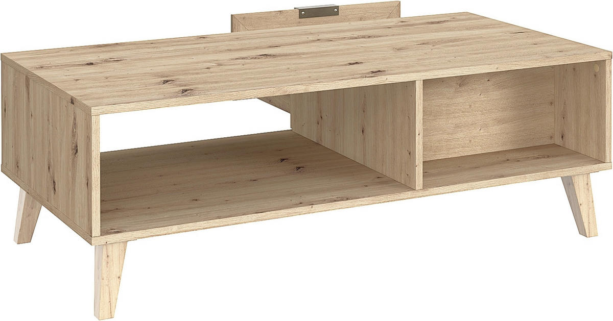 COUCHTISCH 120/60/41 cm rechteckig Eiche Artisan, Naturfarben  - Platinfarben/Goldfarben, MODERN, Holzwerkstoff/Kunststoff (120/60/41cm) - Milino