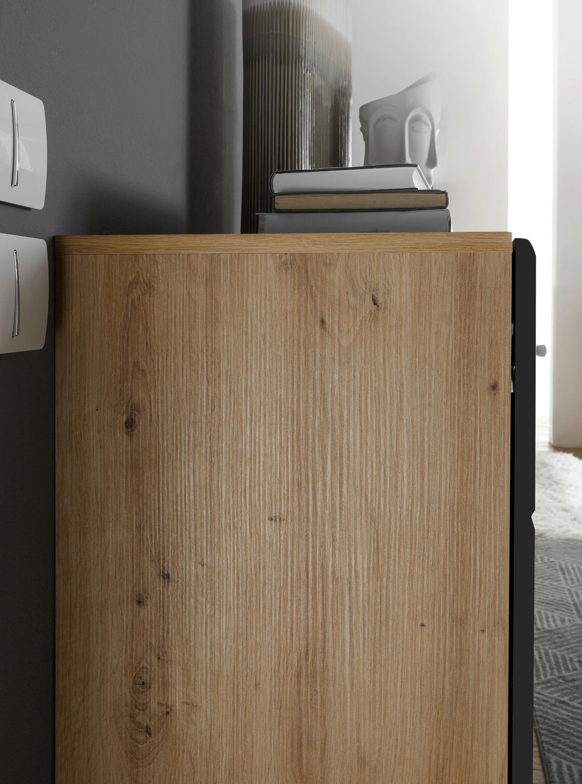 LOWBOARD  in 140/58/38 cm  - Silberfarben/Schwarz, Design, Holzwerkstoff/Kunststoff (140/58/38cm) - MID.YOU