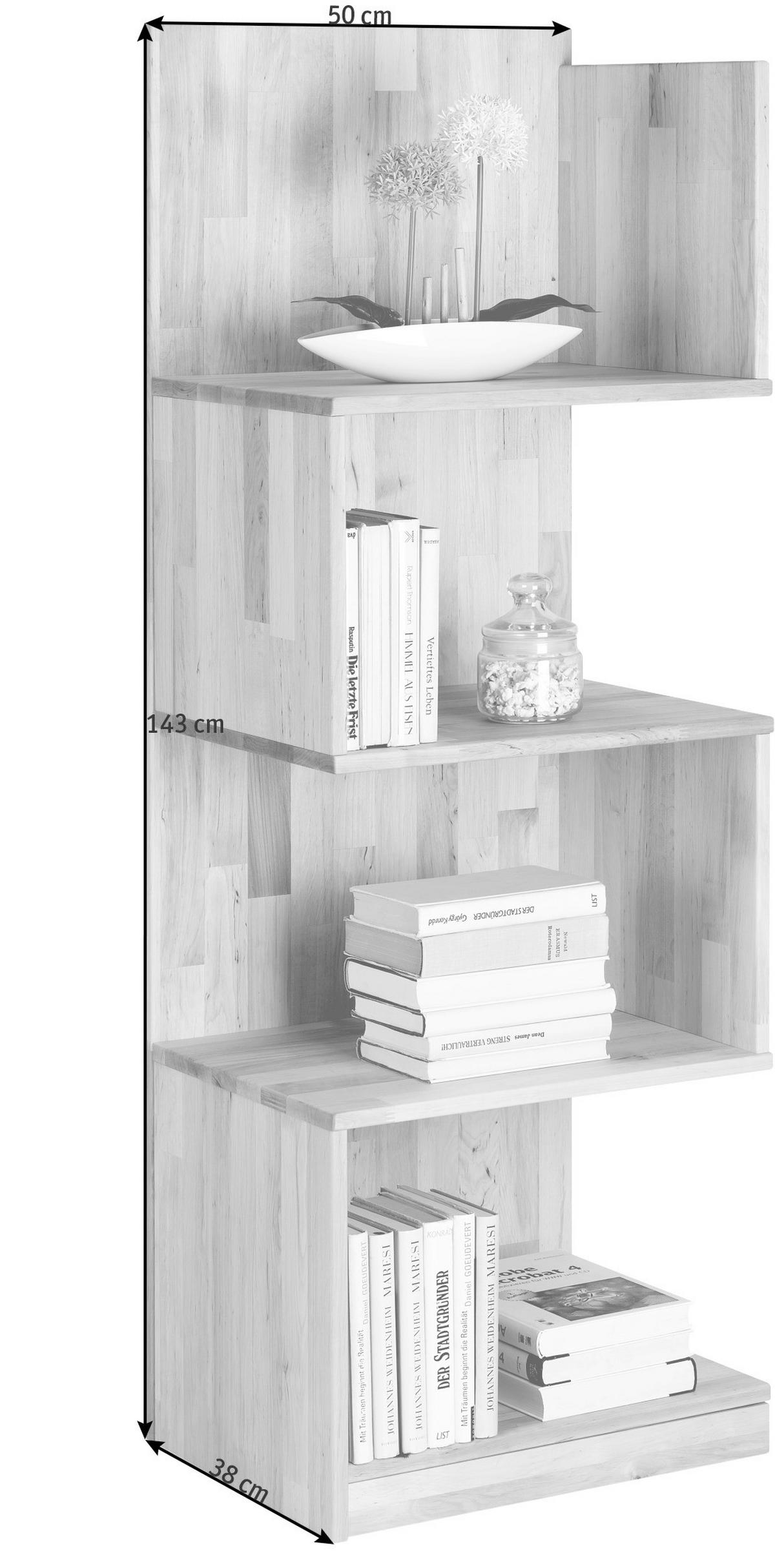 REGAL  50/143/38 cm Erlefarben  - Erlefarben, Natur, Holz (50/143/38cm) - Linea Natura