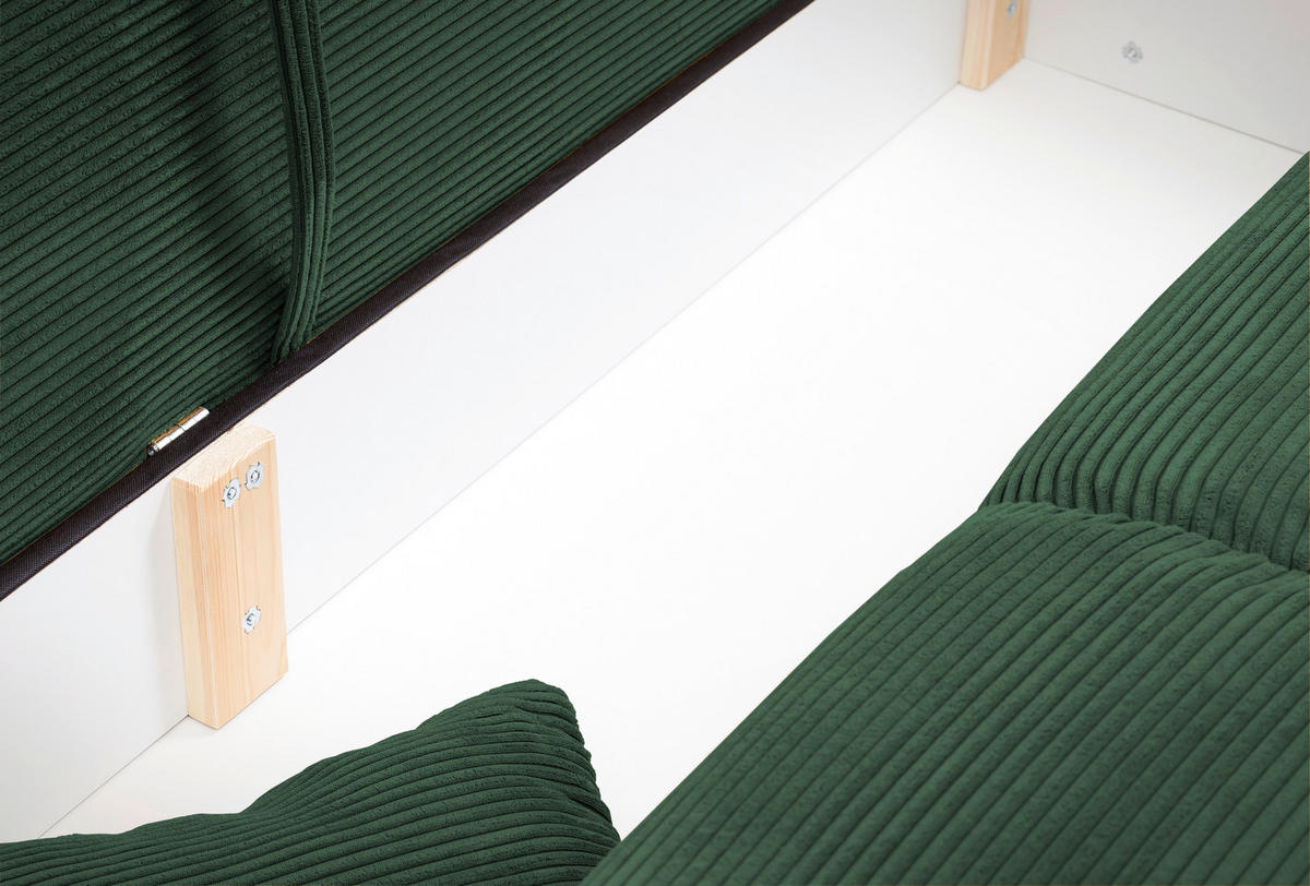 BIGSOFA in Cord Dunkelgrün  - Chromfarben/Dunkelgrün, Modern, Kunststoff/Textil (242/71/90/131cm) - Livetastic