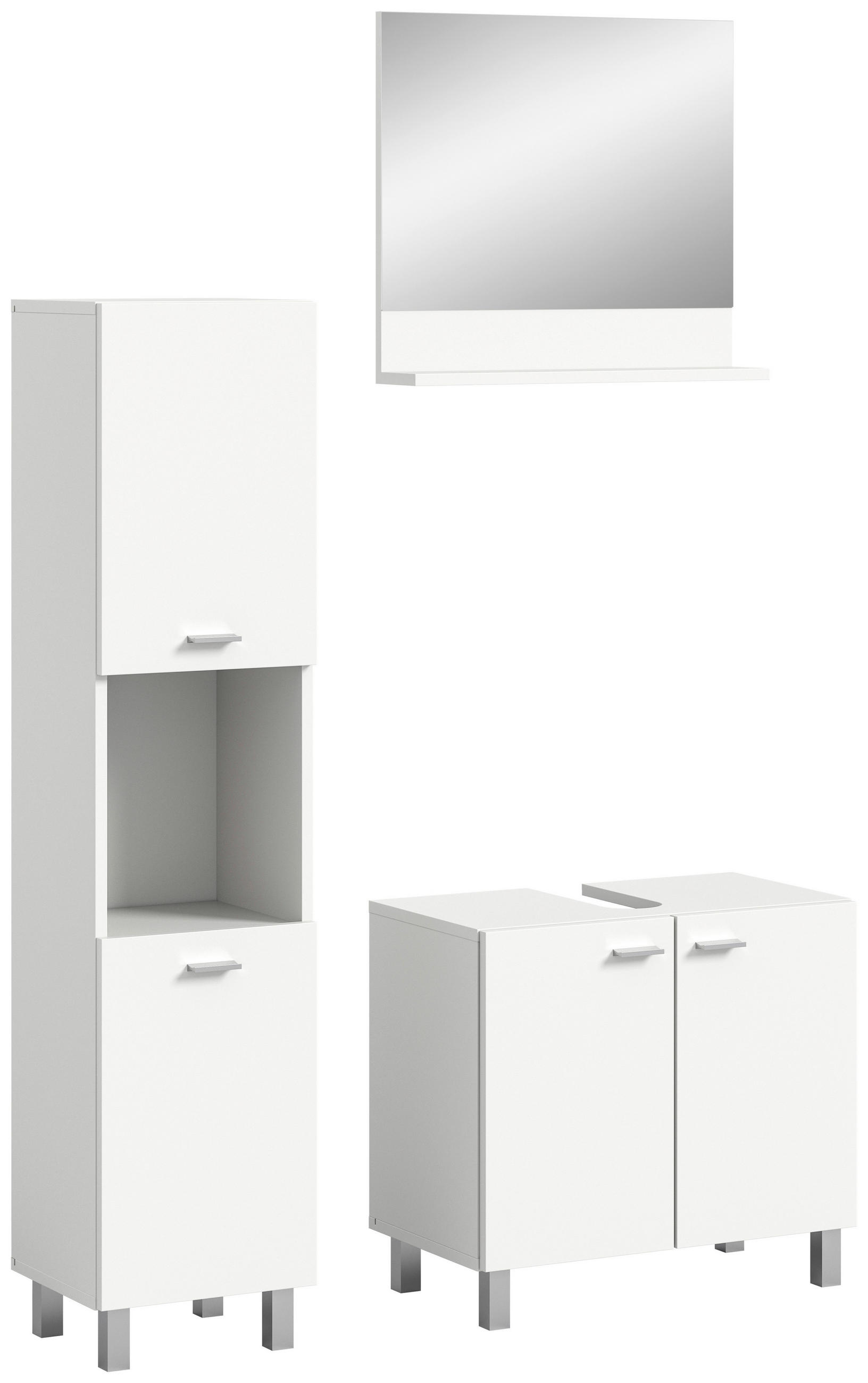 BADEZIMMER 3-teilig  in 87 cm  - Silberfarben/Weiß, MODERN, Glas/Holzwerkstoff (87cm) - MID.YOU