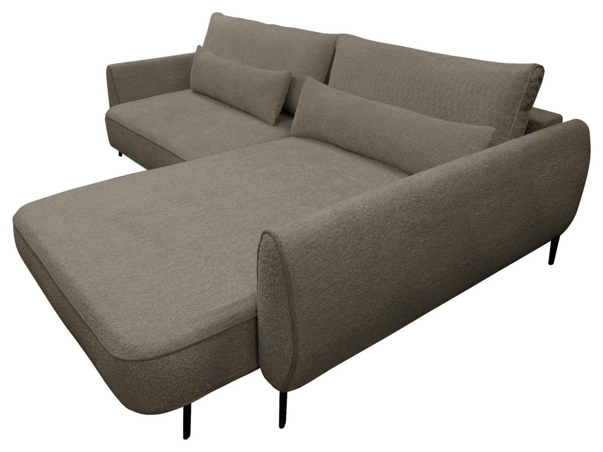ECKSOFA Beige Bouclé  - Beige/Schwarz, Design, Textil/Metall (273/204cm) - MID.YOU