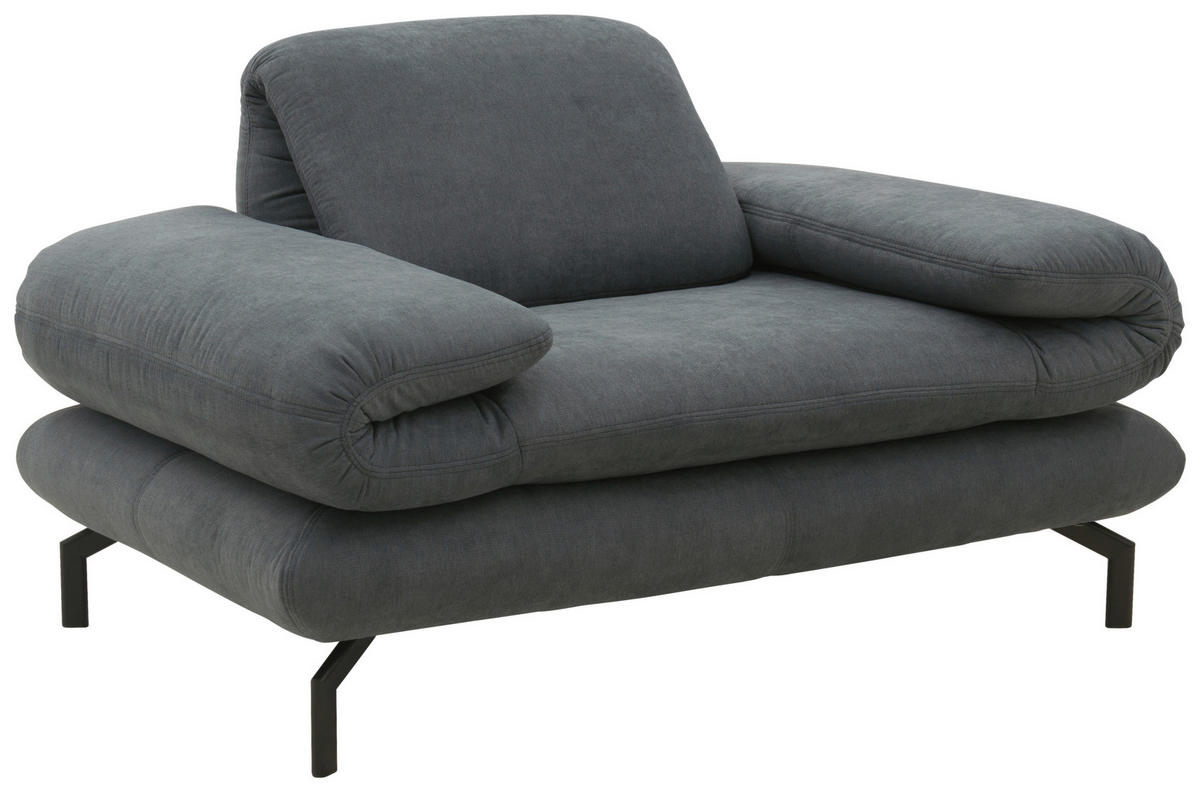 SESSEL Webstoff Dunkelgrau    - Dunkelgrau/Schwarz, Design, Textil/Metall (139 (197)/83 (110)/98cm) - LOOKS by W.Joop