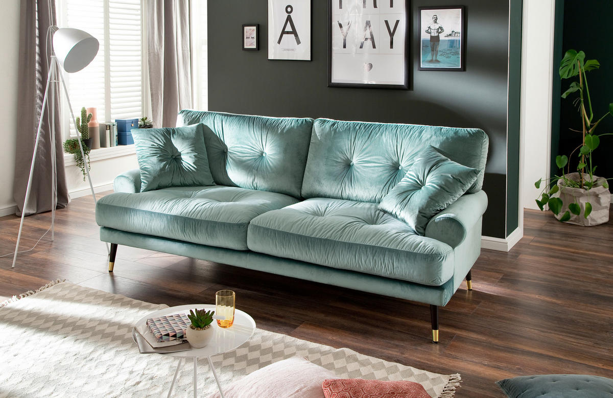 3-SITZER-SOFA TOKIO-3S SOFA Samt Petrol  - Petrol, MODERN, Textil (220/89/100cm) - MID.YOU