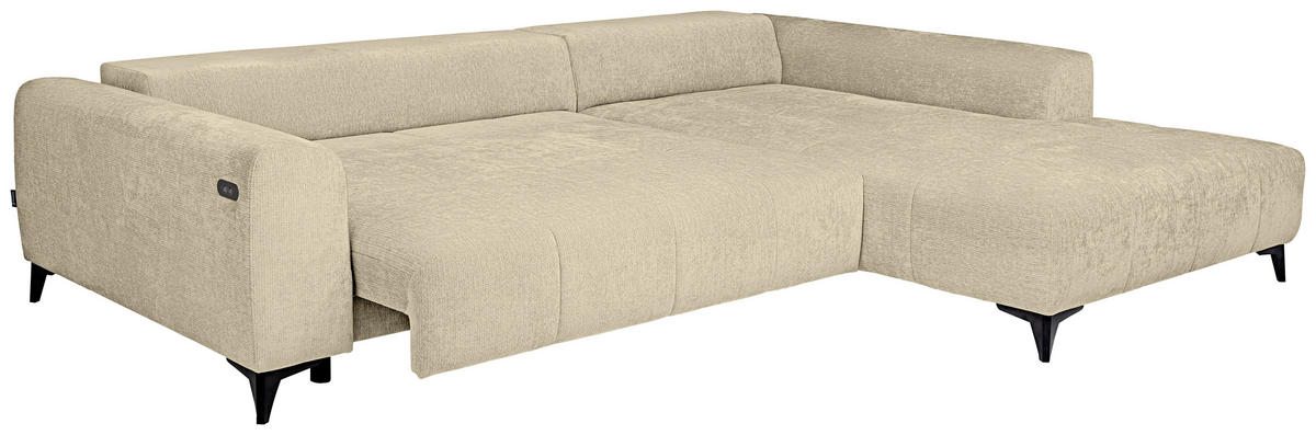 HÖRNSOFFA i chenille beige  - beige/svart, Klassisk, textil/plast (279/222cm) - MID.YOU