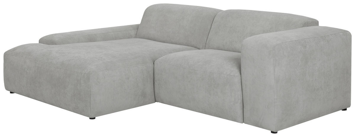 ECKSOFA in Cord Hellgrau  - Hellgrau/Schwarz, Design, Kunststoff/Textil (170/252cm) - MID.YOU