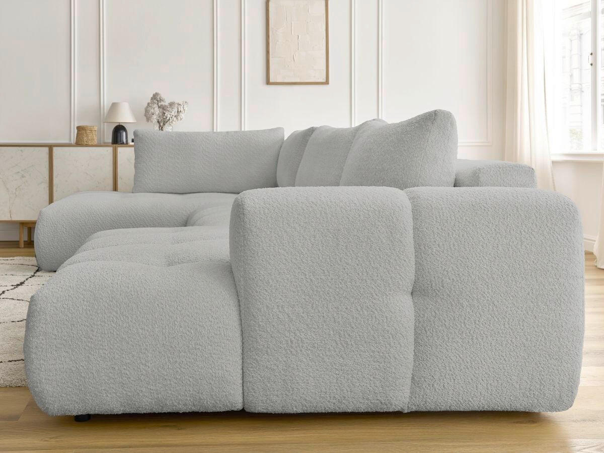 WOHNLANDSCHAFT  FUJI  Hellgrau Bouclé  - Hellgrau/Schwarz, MODERN, Kunststoff/Textil (204/377/160cm)