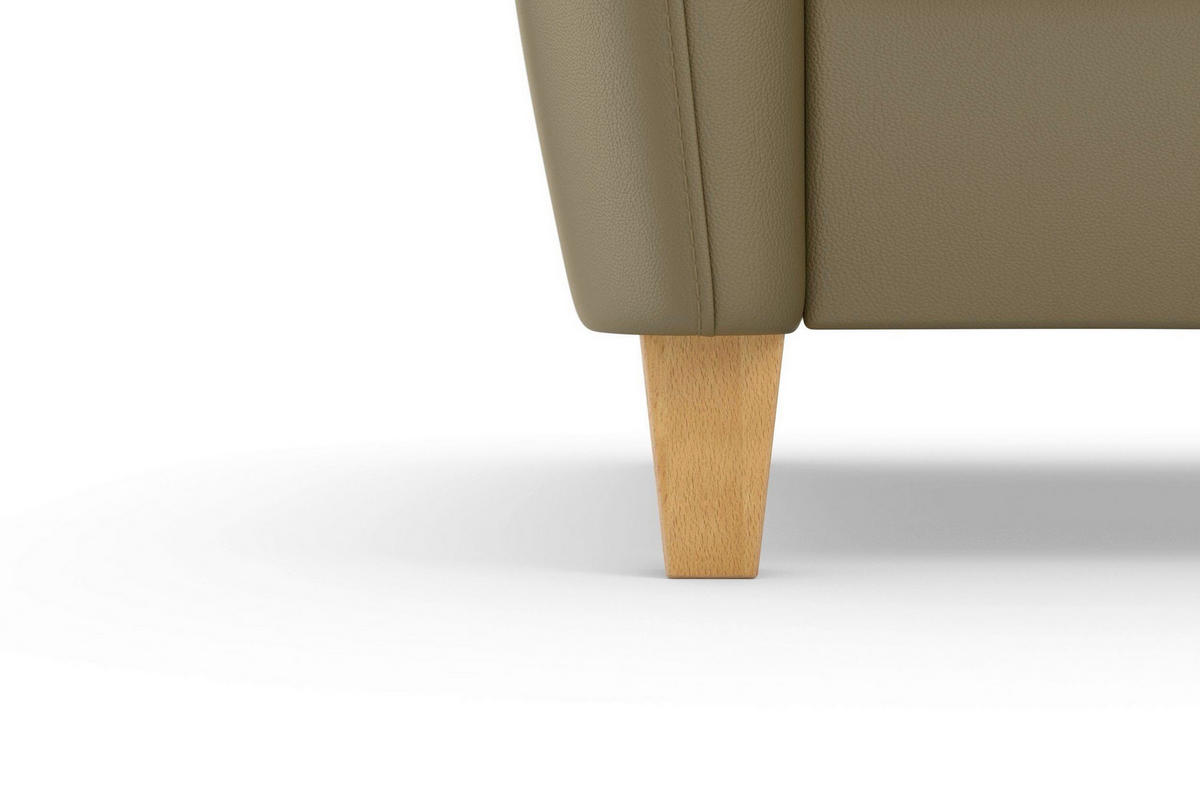 ECKSOFA PALMERA E Olivgrün Echtleder  - Eichefarben/Olivgrün, Basics, Leder/Holz (236/212cm) - Sit & More