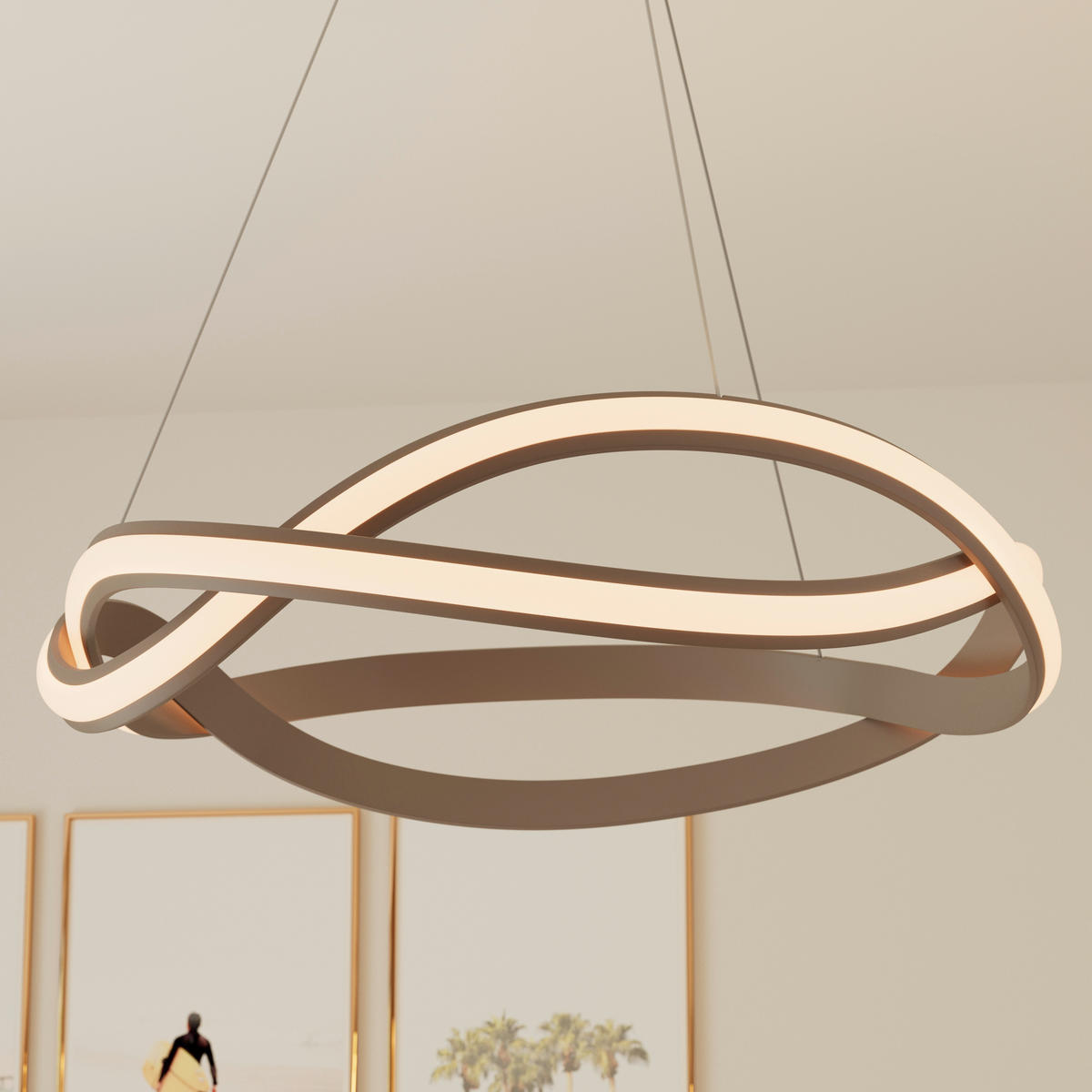 LED-HÄNGELEUCHTE Infinity 55/150 cm  - Cappuccino, Design, Kunststoff/Metall (55/150cm) - Novel
