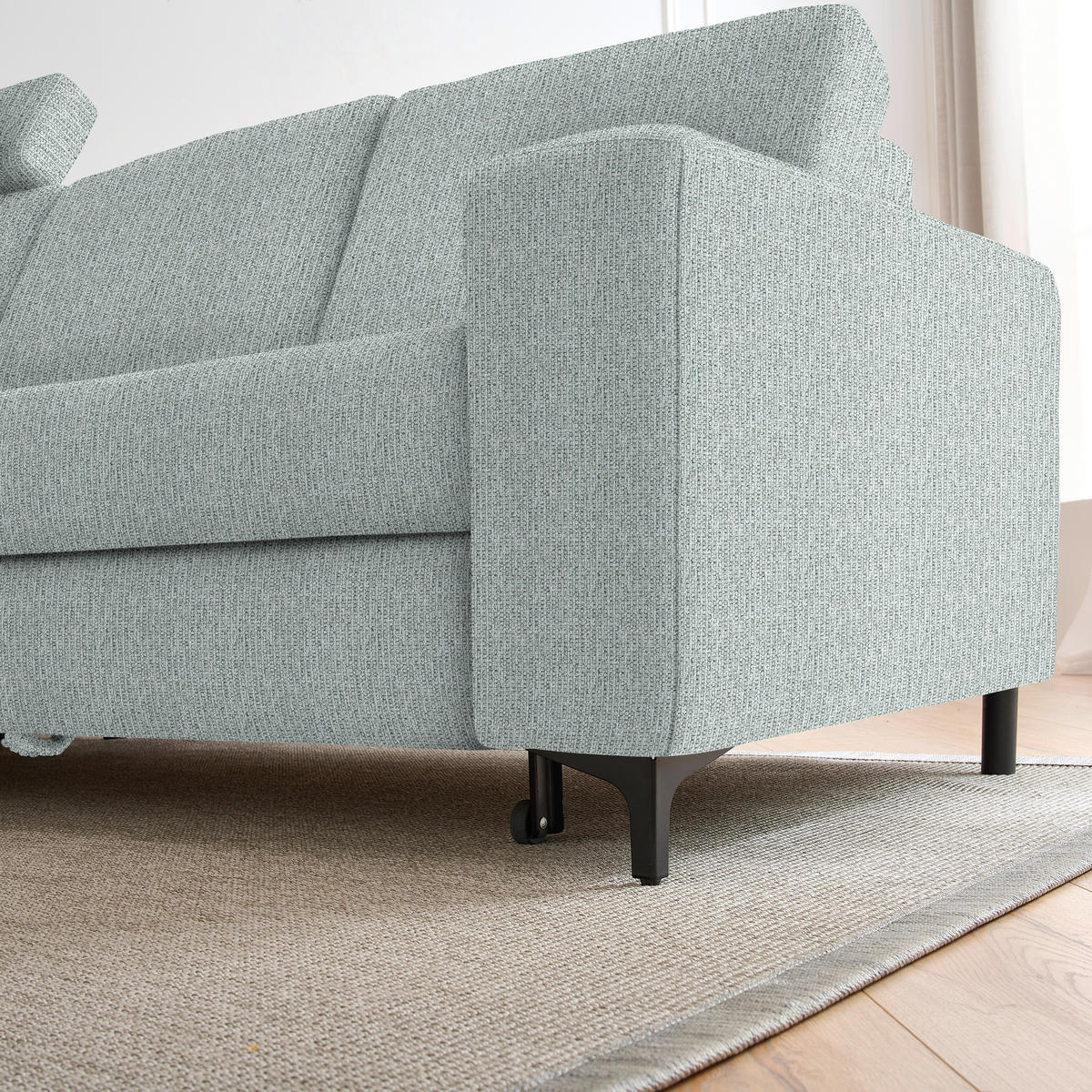 ECKSOFA in Webstoff Grau  - Schwarz/Grau, Konventionell, Textil/Metall (167/247cm) - Stylife