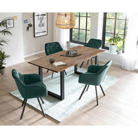 TISCHGRUPPE Walnussfarben, Waldgrün  - Waldgrün/Walnussfarben, MODERN, Holz/Textil (180/90/75cm) - Livetastic