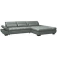 ECKSOFA  in Flachgewebe Mintgrau  341/204 cm  - Mintgrau/Schwarz, Design, Textil/Metall (341/204cm) - Xora
