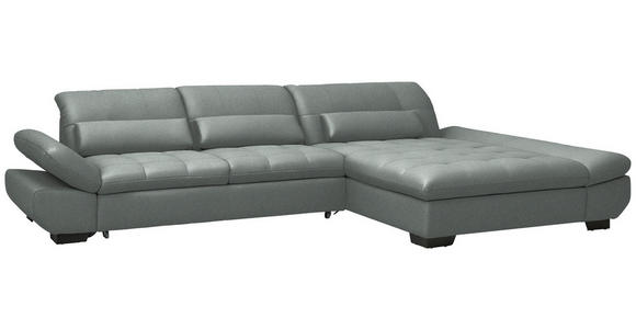 ECKSOFA  in Flachgewebe Mintgrau  341/204 cm  - Mintgrau/Schwarz, Design, Textil/Metall (341/204cm) - Xora