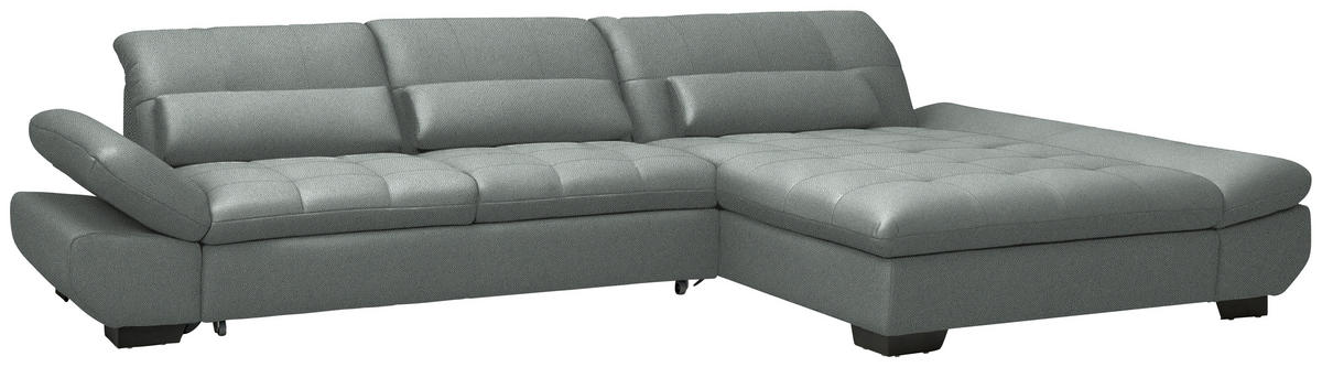 ECKSOFA  in Flachgewebe Mintgrau  341/204 cm  - Mintgrau/Schwarz, Design, Textil/Metall (341/204cm) - Xora