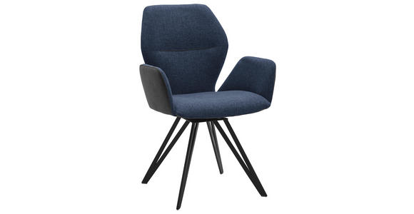 ARMLEHNSTUHL in Anthrazit, Blau, Schwarz - Blau/Anthrazit, Design, Textil/Metall (62/91/59cm) - Valnatura