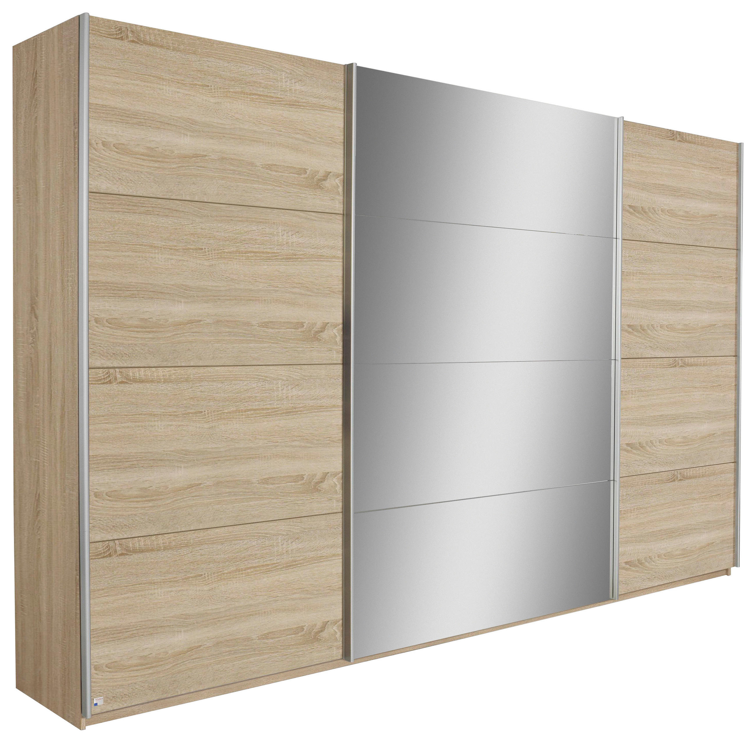 SCHWEBETÜRENSCHRANK in Sonoma Eiche  - Silberfarben/Sonoma Eiche, Design, Glas/Holzwerkstoff (315/229/62cm) - Xora