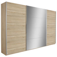 SCHWEBETÜRENSCHRANK in Sonoma Eiche  - Silberfarben/Sonoma Eiche, Design, Glas/Holzwerkstoff (315/229/62cm) - Xora