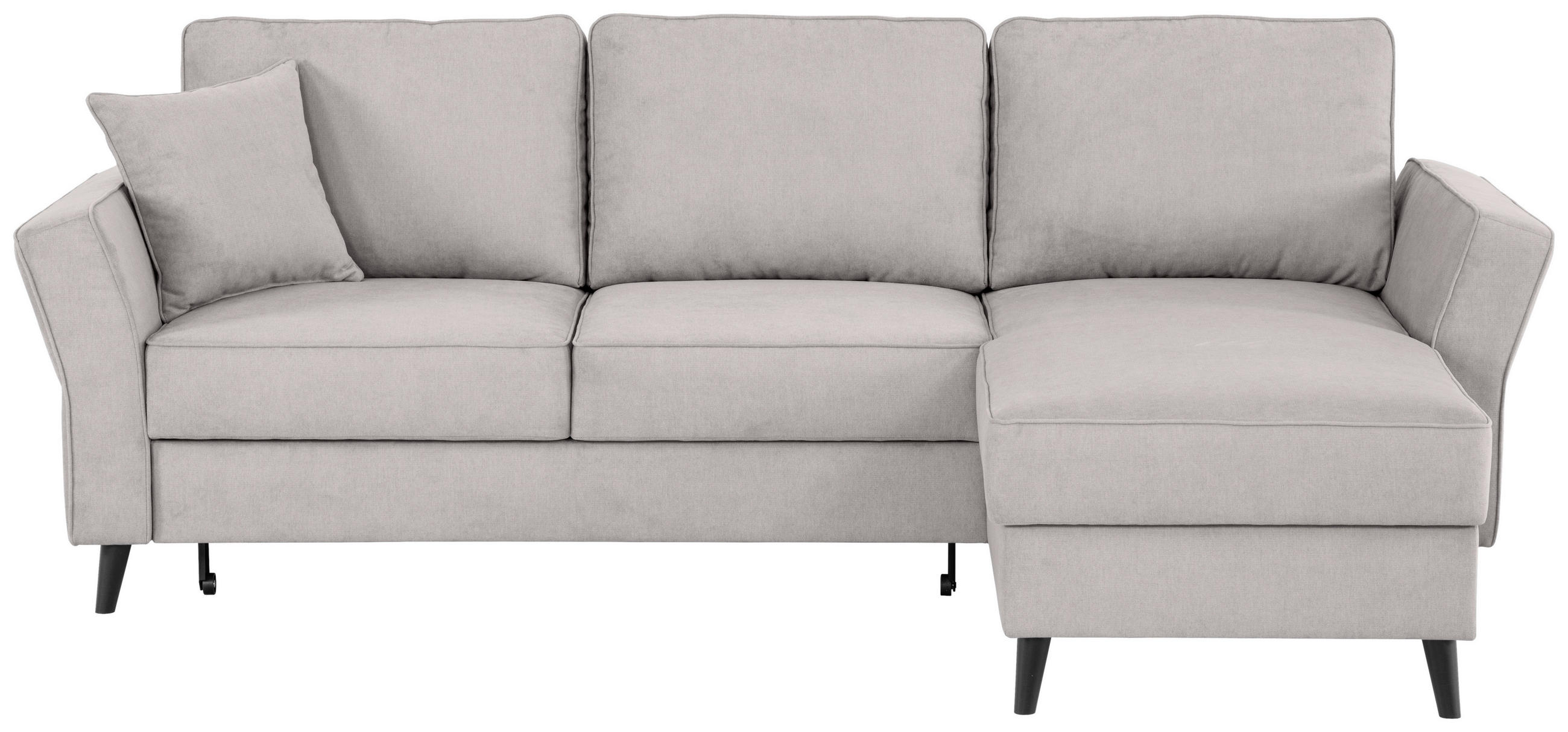 ECKSOFA Hellgrau Velours  - Hellgrau/Schwarz, KONVENTIONELL, Holz/Textil (244/159cm) - Carryhome