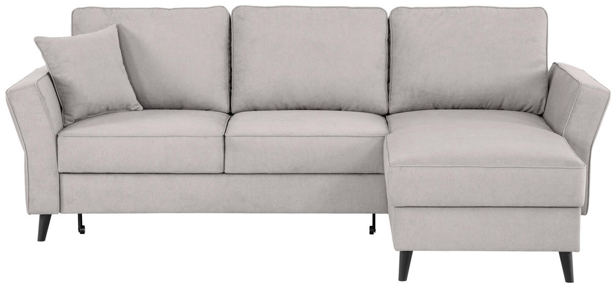 ECKSOFA in Velours Hellgrau  - Hellgrau/Schwarz, Konventionell, Holz/Textil (244/159cm) - Carryhome