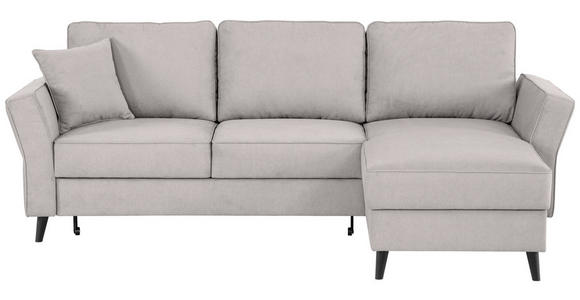 ECKSOFA in Velours Hellgrau  - Hellgrau/Schwarz, KONVENTIONELL, Holz/Textil (244/159cm) - Carryhome