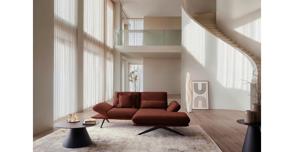 ECKSOFA  in Flachgewebe Rotorange  234/155 cm  - Rotorange/Schwarz, Design, Textil/Metall (234/155cm) - Dieter Knoll