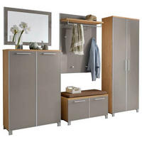 GARDEROBE 6-teilig  in 260/193/40 cm  - Taupe/Hellbraun, Design, Glas/Holz (260/193/40cm)