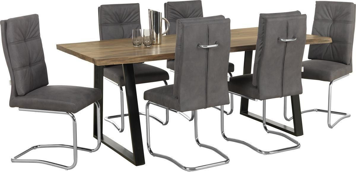 JEDILNA MIZA, masivno indijski rožni les črna, barve indijskega rožnega lesa  - črna/barve indijskega rožnega lesa, Trendi, kovina/les (200/76/100cm) - Carryhome