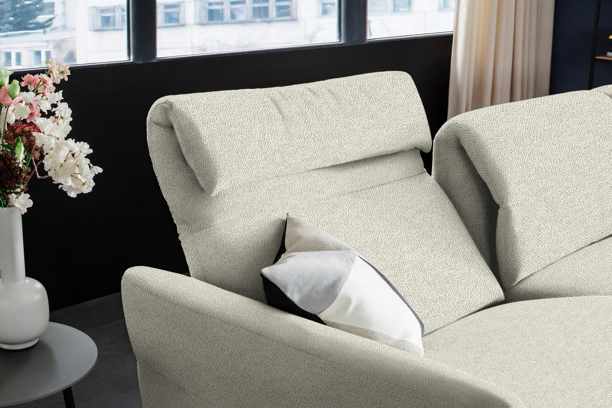 ECKSOFA in Chenille Creme  299/187 cm  - Creme/Schwarz, Design, Textil/Metall (299/187cm) - Schöner Wohnen