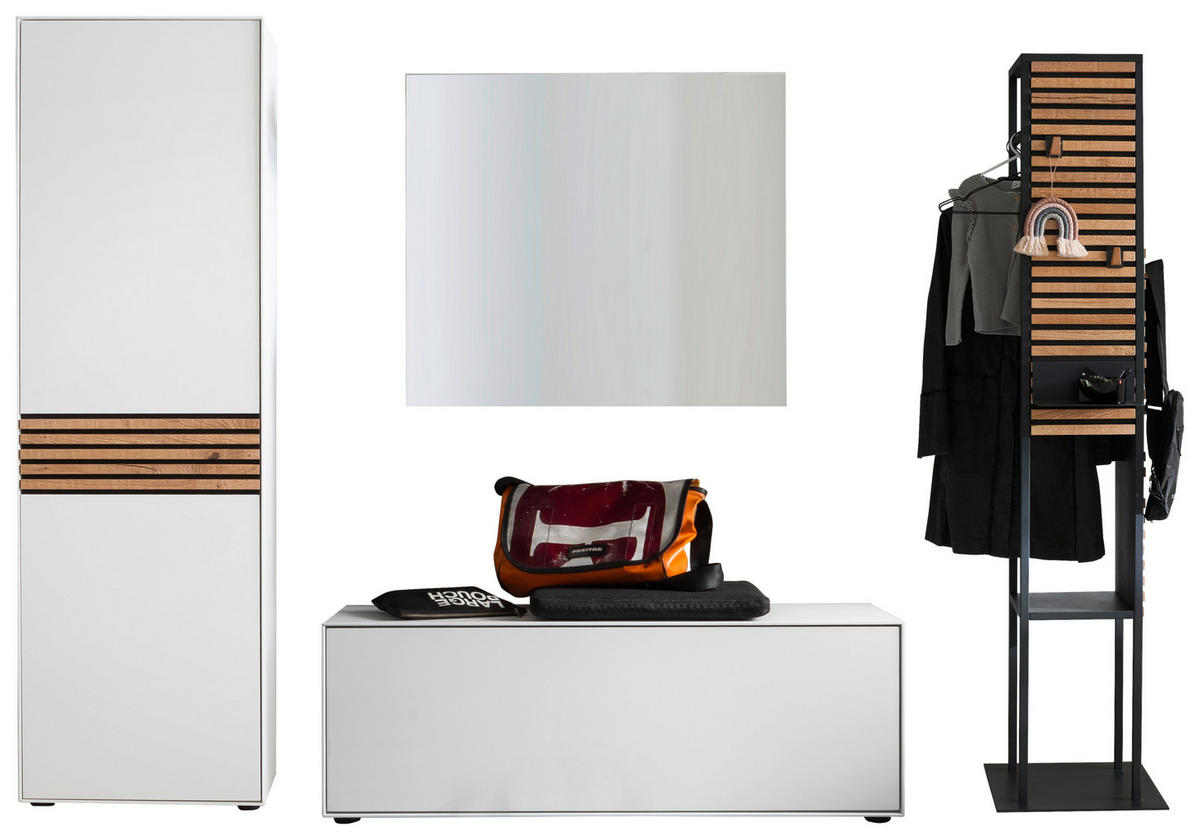 GARDEROBE 4-teilig  in 252/196/42 cm  - Eichefarben/Anthrazit, Design, Glas/Holz (252/196/42cm) - Schöner Wohnen