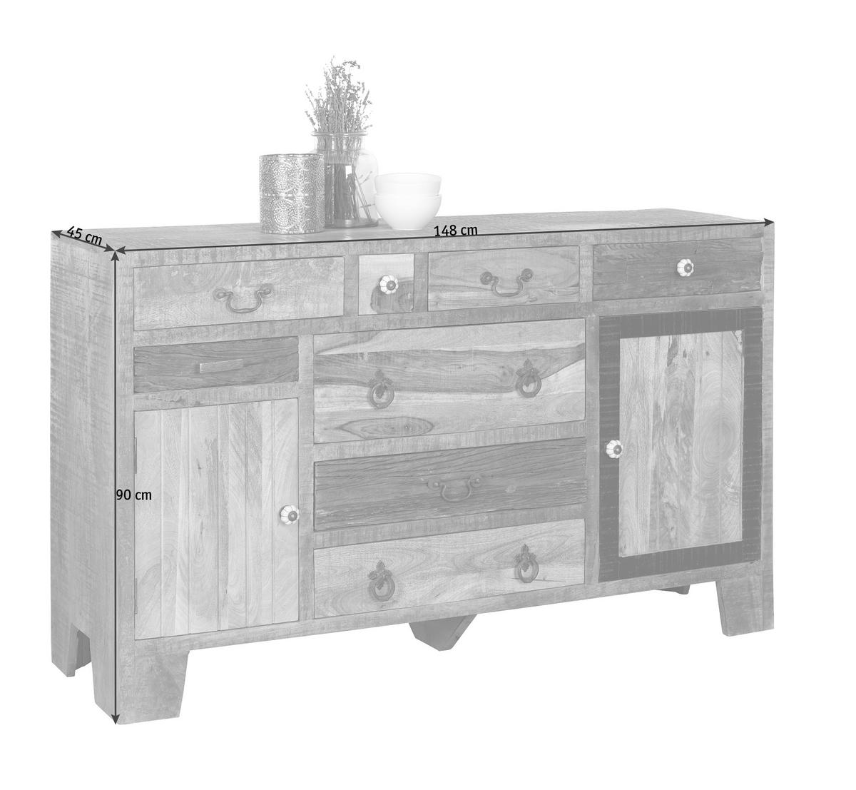 SIDEBOARD 148/90/40 cm  in Multicolor  - Weiss/Messingfarben, Trend, Keramik/Holz (148/90/40cm) - Landscape