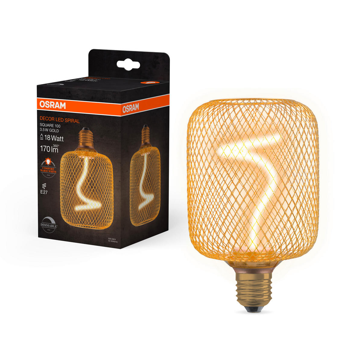 LED-FILAMENT-LEUCHTMITTEL   E27 3.5 W 170 lm  - Goldfarben, KONVENTIONELL, Metall (10/16,2cm) - Ledvance