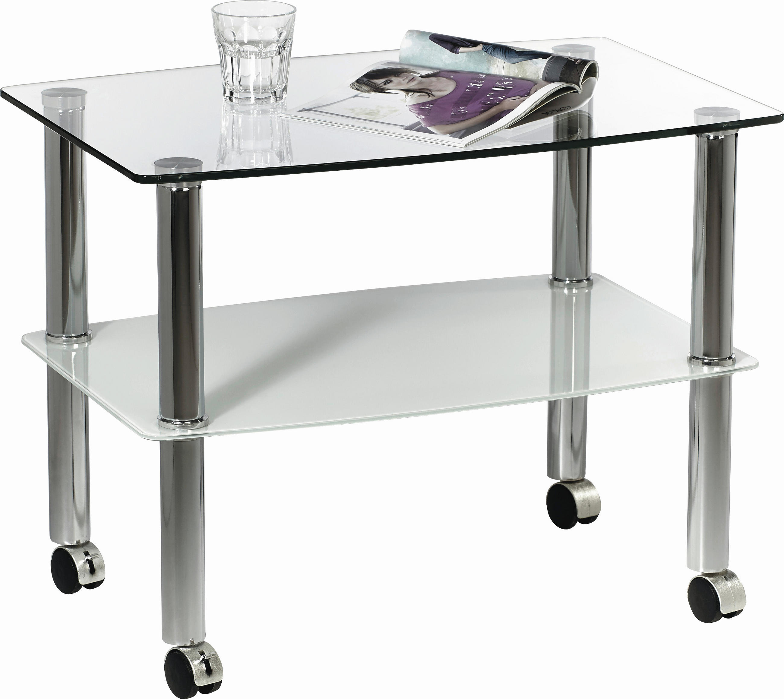 BEISTELLTISCH 40/60/46 cm Klar, Weiß rechteckig  - Klar/Weiß, Design, Glas/Kunststoff (40/60/46cm) - Xora