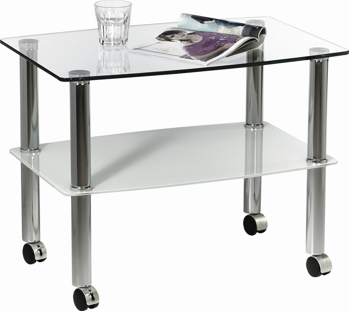 BEISTELLTISCH 40/60/46 cm Klar, Weiß rechteckig  - Klar/Weiß, Design, Glas/Kunststoff (40/60/46cm) - Xora