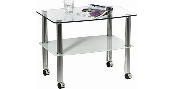 BEISTELLTISCH 40/60/46 cm Klar, Weiß rechteckig  - Klar/Weiß, Design, Glas/Kunststoff (40/60/46cm) - Xora