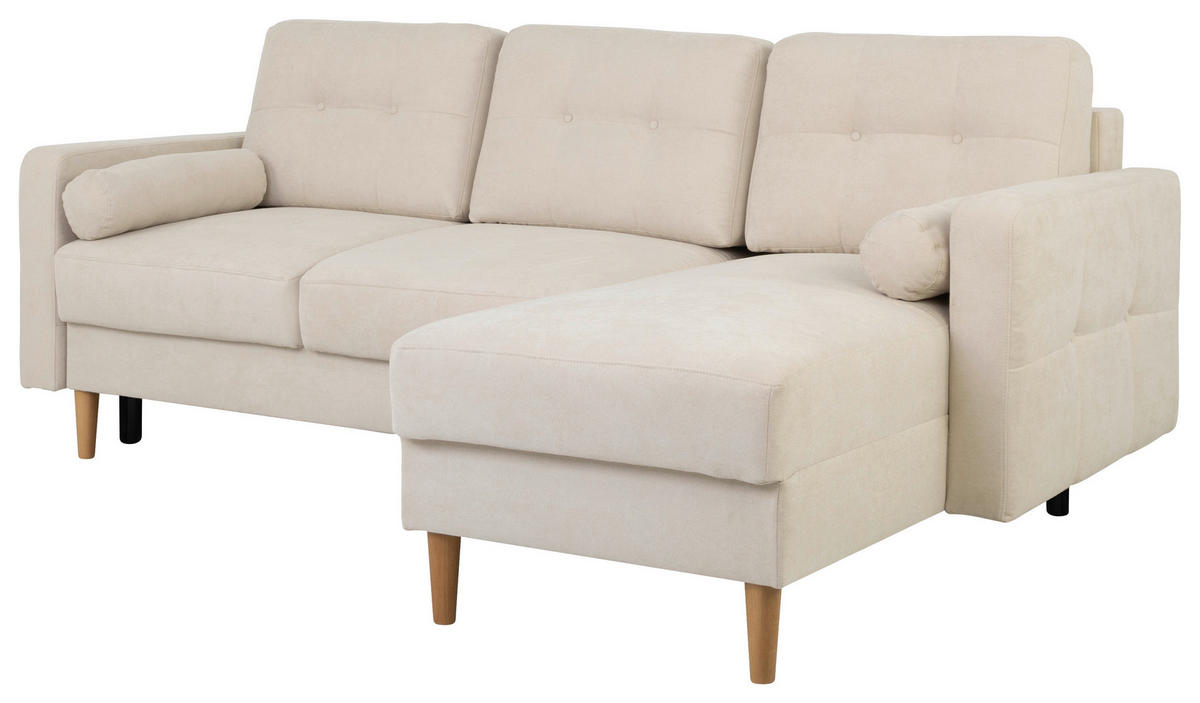 ECKSOFA in Beige  - Beige/Buchefarben, Design, Holz/Textil (223/157cm) - MID.YOU