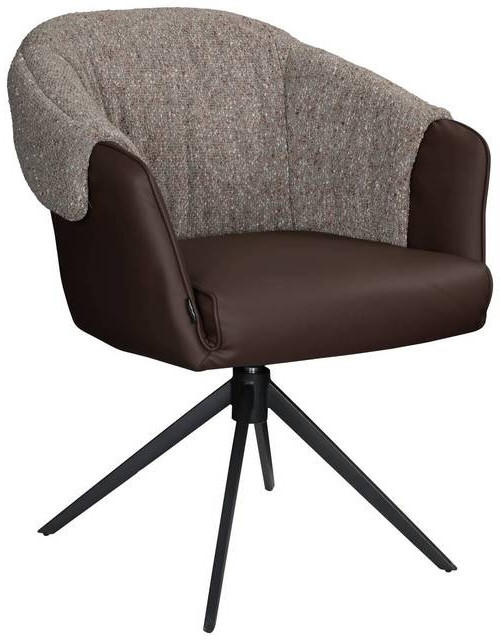 ARMLEHNSTUHL  Sitzfläche 360° drehbar, automatische Rückholfunktion Lederlook, Leinenoptik  Braun, Schwarz  - Schwarz/Braun, Design, Textil/Metall (68,5/83/65,5cm) - Carryhome