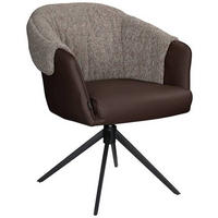 ARMLEHNSTUHL  Sitzfläche 360° drehbar, automatische Rückholfunktion Lederlook, Leinenoptik  Braun, Schwarz  - Schwarz/Braun, Design, Textil/Metall (68,5/83/65,5cm) - Carryhome