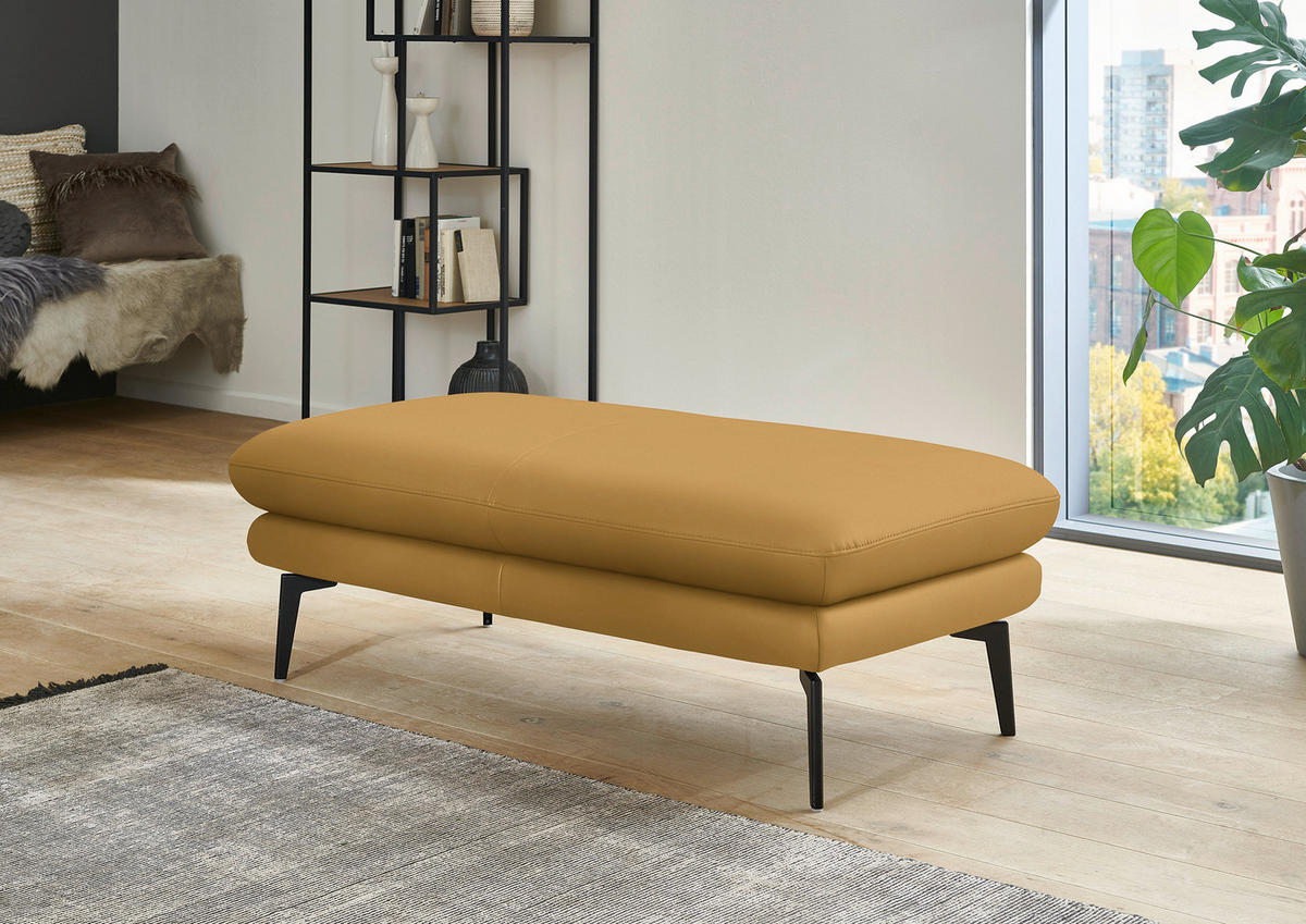 ECKSOFA in Echtleder Gelb  - Gelb/Schwarz, Design, Leder/Metall (180/310cm) - Dieter Knoll
