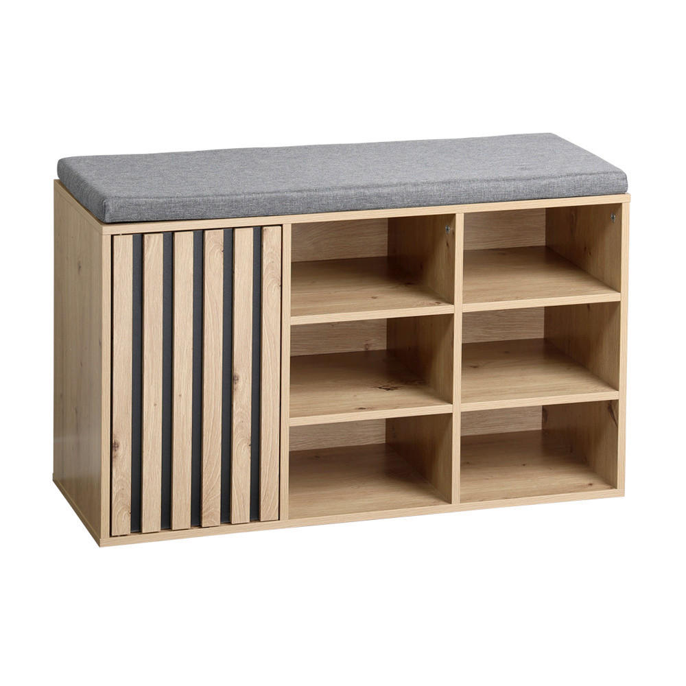 SCHUHSCHRANK  in 76/48/29.5 cm  - Eichefarben/Schwarz, Design, Holzwerkstoff/Textil (76/48/29.5cm) - Kesper