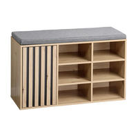 SCHUHSCHRANK  in 76/48/29.5 cm  - Eichefarben/Schwarz, Design, Holzwerkstoff/Textil (76/48/29.5cm) - Kesper
