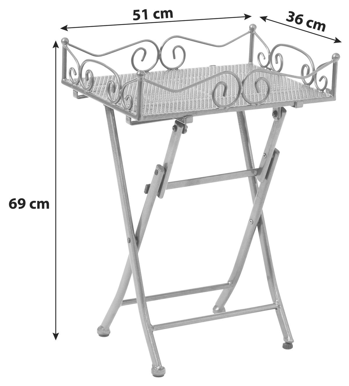 GARTENBEISTELLTISCH 51/36/69 cm  - Grau, Basics, Metall (51/36/69cm) - Gardenson