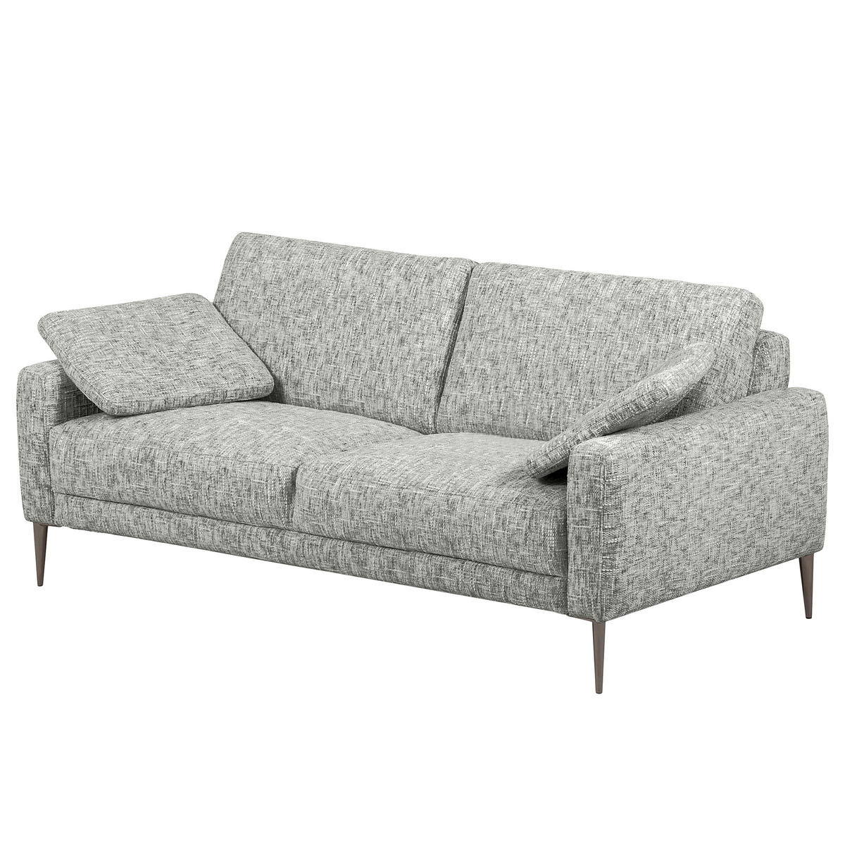 3-SITZER-SOFA Webstoff Grau  - Schwarzchrom/Grau, Design, Textil/Metall (187/85/92cm) - Livetastic