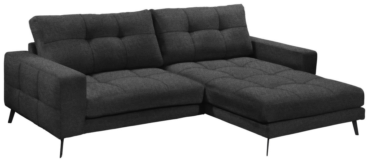 ECKSOFA ROCKPORT Schwarz Webstoff  - Schwarz, Basics, Textil/Metall (247/171cm) - Livetastic