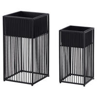 ÜBERTOPF-SET  2-teilig  - Schwarz, Design, Metall - MID.YOU