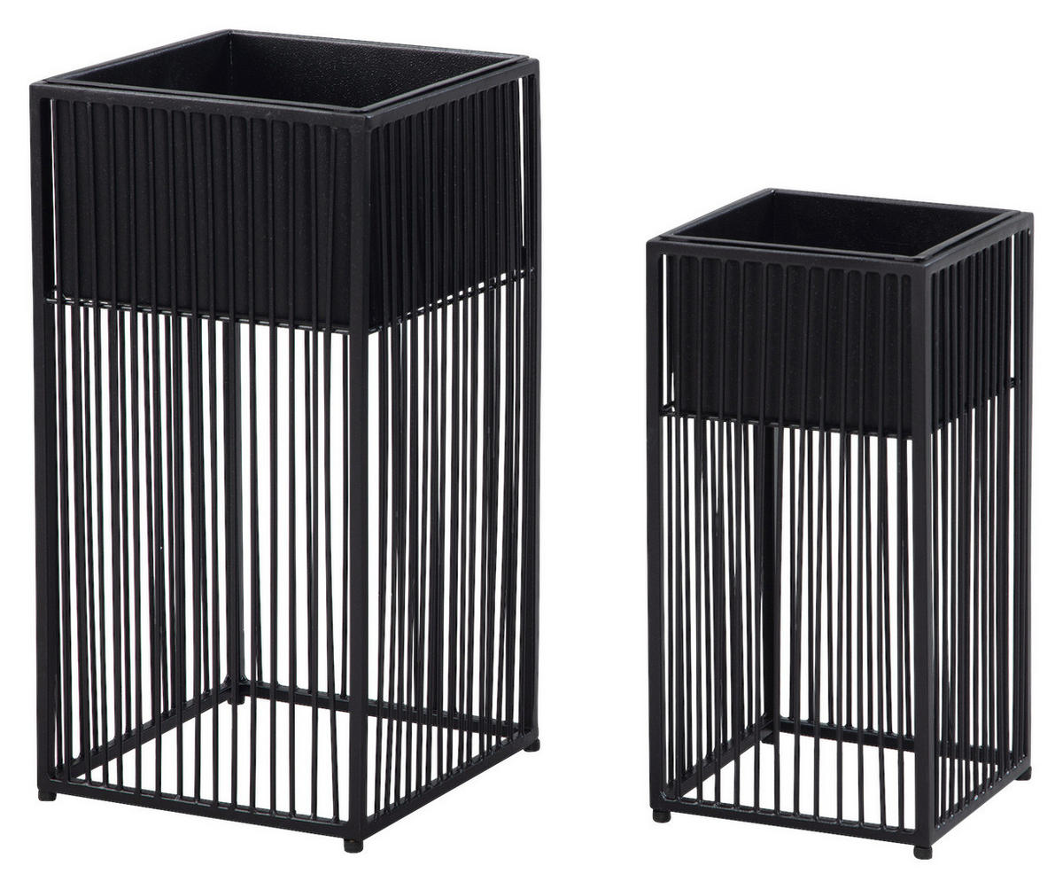 ÜBERTOPF-SET  2-teilig  - Schwarz, Design, Metall - MID.YOU