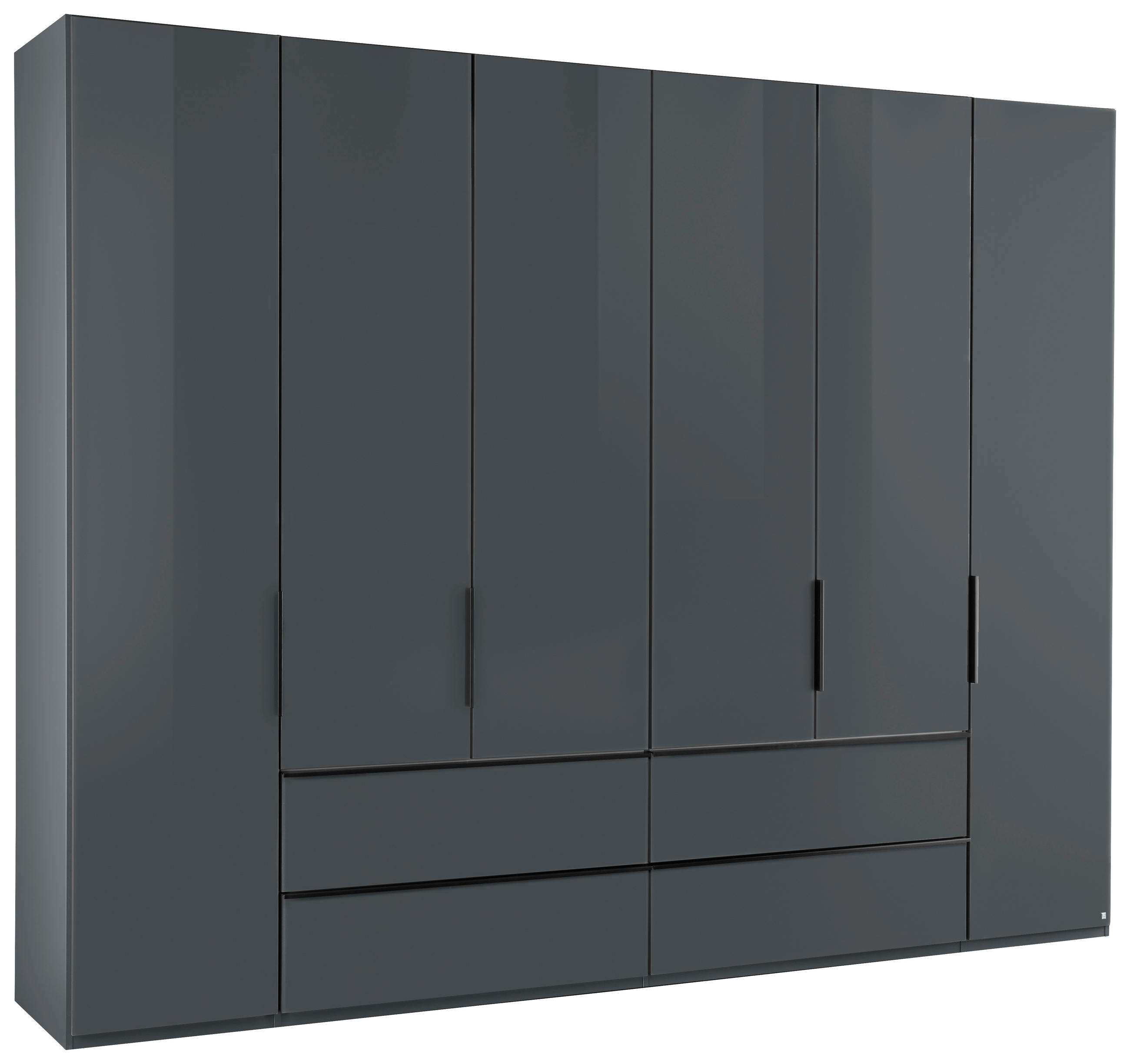 FALTTÜRENSCHRANK 300/216/58 cm, 4 Tür(en), Dunkelgrau  - Dunkelgrau/Schwarz, MODERN, Glas/Holzwerkstoff (300/216/58cm) - Musterring