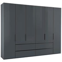 FALTTÜRENSCHRANK 300/216/58 cm, 4 Tür(en), Dunkelgrau  - Dunkelgrau/Schwarz, MODERN, Glas/Holzwerkstoff (300/216/58cm) - Musterring