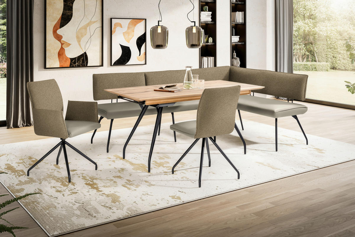 STUHL  in Stahl Mikrofaser Metall, Textil  - Graubraun/Schwarz, Design, Textil/Metall (49/91/60cm) - Moderano