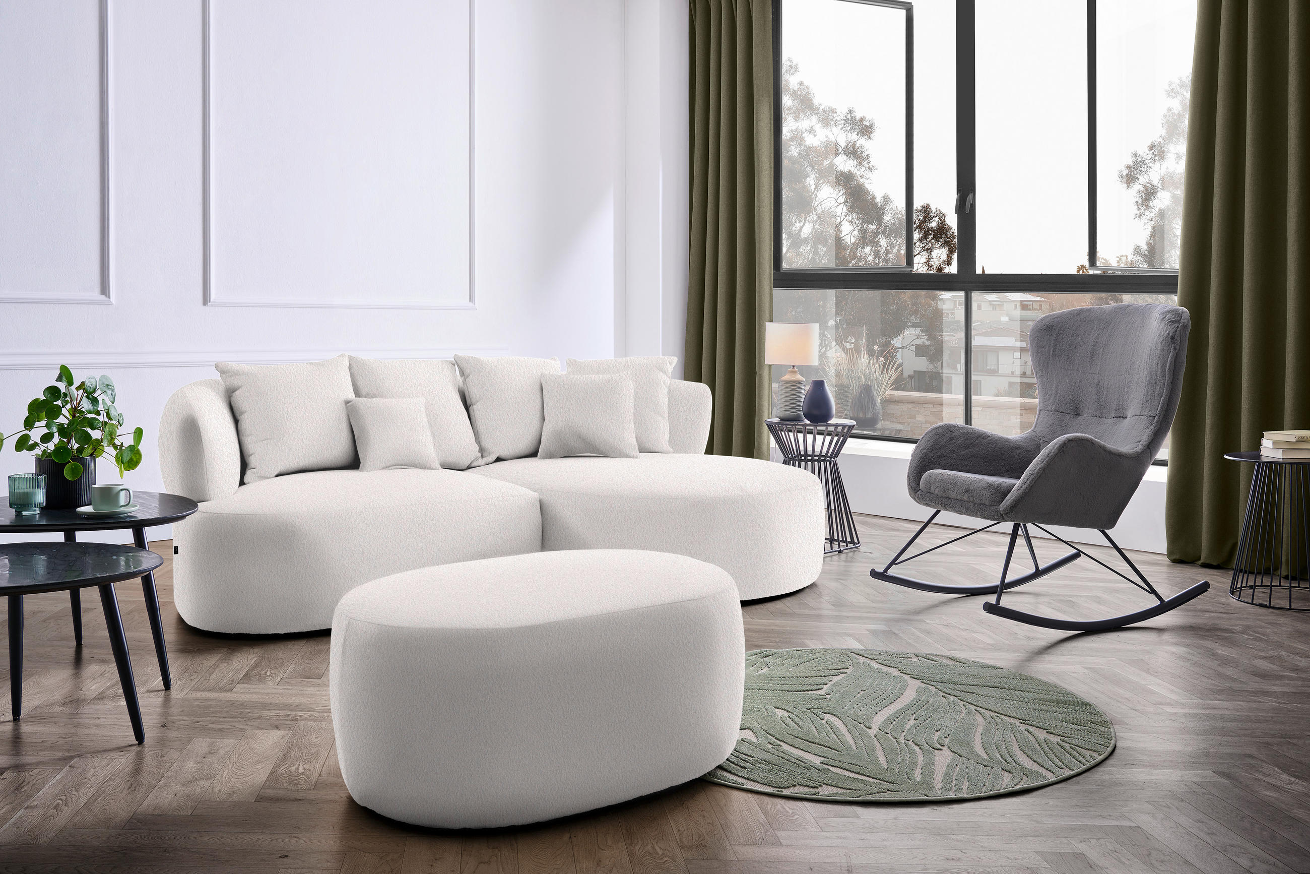 HOCKER in Textil Altrosa  - Schwarz/Altrosa, MODERN, Kunststoff/Textil (88/43/66cm) - Hom`in