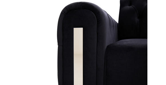 2-SITZER-SOFA  in Velours Schwarz  - Goldfarben/Schwarz, KONVENTIONELL, Textil/Metall (194/90/97cm) - Carryhome